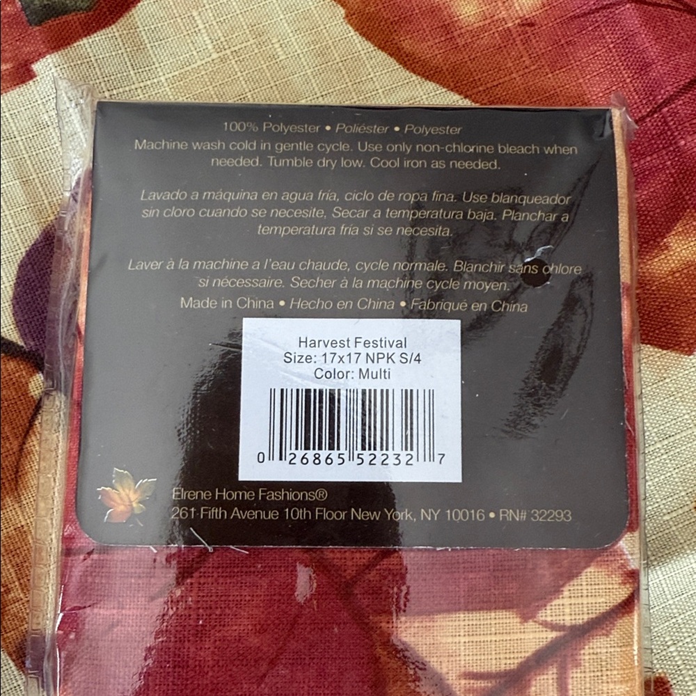 Harvest Festival Pattern Napkins - Set of 4 - Picture 5 of 5